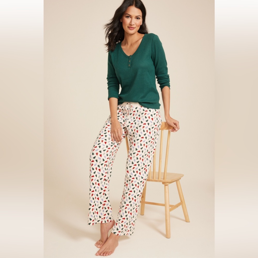 Maurices Green Top and Multicolor Pajama Set
